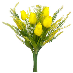 Artificial Tulip And Lavender Bouquet 34cm Yellow High Simulation Home Decor Spring <b>Wedding</b> <b>Props</b> - Product Image 2