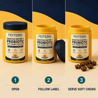 PEITEBIO Enzymes digestives et probiotiques à mâcher pour chiens, pour la digestion et l'équilibre intestinal, saveur citrouille, 120 unités