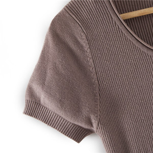 2019 fábrica personalizado hermoso manga corta suelta tejer suéter vestido - Product Image 4