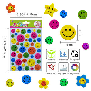 Autocollants 3D en <span class=keywords><strong>vinyle</strong></span> gonflé, émojis, visage souriant, récompenses incitatives pour la classe, scrapbooking, bouteilles d'eau, bricolage - Product Image 3