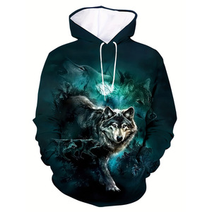 Của nam giới hoodie với 3D sói mô hình in ấn, thích hợp cho thể thao ngoài trời, mùa thu và mùa đông mùa, áo nỉ tracksuits - Product Image 5