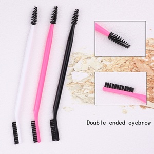 Cepillo de doble punta para <span class=keywords><strong>cejas</strong></span> y rímel con mango de plástico en colores blanco, rosa y negro, para uso de marca privada, venta al por mayor - Product Image 2