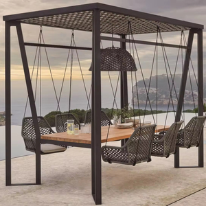 Set da Giardino con Sedia a Dondolo per 8 Persone con Tavolo, Sedia da Pranzo per Patio Impermeabile per Interni ed Esterni - Product Image 1