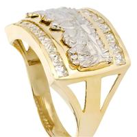 Großhandel Goldton Abendmahl-Relief Quadratischer Zirkon Unisex-Ring Zweifarbig Graviert Maßgefertigter Statement-Fingerschmuck