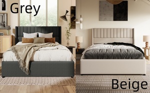 Letto Contenitore Idraulico Imbottito, Vendita all'Ingrosso, Struttura in Legno con <span class=keywords><strong>Doghe</strong></span> in Lino, Base <span class=keywords><strong>a</strong></span> <span class=keywords><strong>Doghe</strong></span> con Telaio in Metallo - Product Image 5