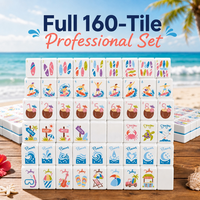 Jeu de tuiles de mahjong américain en acrylique personnalisé OEM, 160 tuiles de 32x23x12mm, thème vague de plage, imprimé UV et gravé au laser