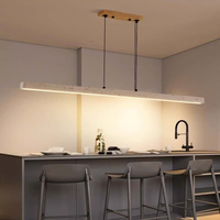 Suspension rectangulaire en travertin nordique pour longue table à manger, îlot de cuisine, lampe suspendue moderne en pierre jaune LED