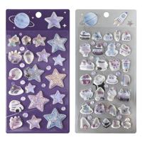 Autocollant liquide transparent à motif personnalisé, motif planète irisé, autocollants pour la décoration de coque de téléphone