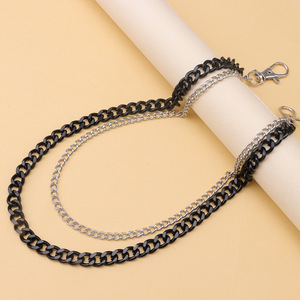 yueli Waist <b>Chain</b> Double Tone <b>Black</b> And White Zinc Alloy Hip Hop Style Daily Wear Fashion Body <b>Chain</b> - Product Image 4