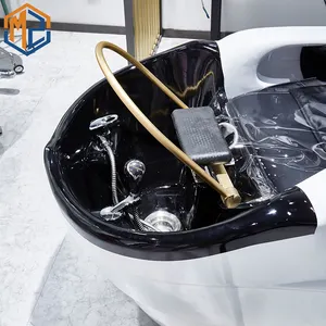 Poggiatesta regolabile di lusso stile moderno completo di massaggio elettrico automatico sedia per il lavaggio dei capelli massaggio Shampoo letto per negozio di barbiere