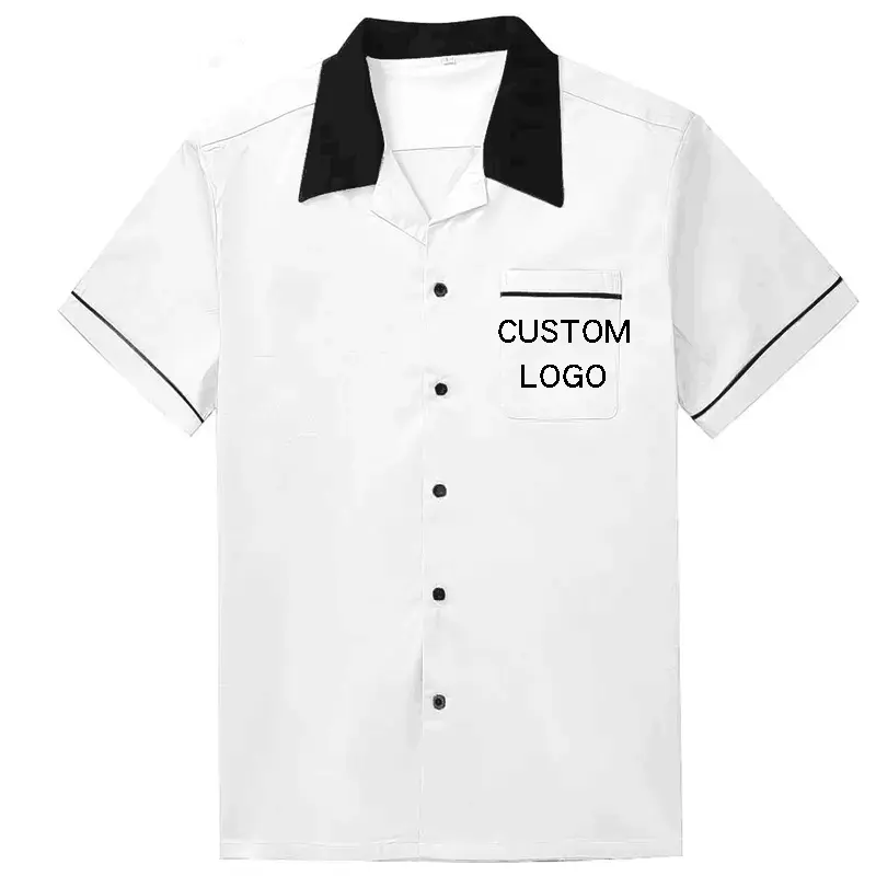 Top Quality Men's Casual Custom Bowling Shirt Short Sleeve Classic Retro Camp Cuban Collar Designer Shirt