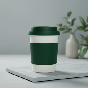 Tasses en bambou réutilisables écologiques de 12 oz, portables, pour café, avec logo, compatibles micro-ondes et lave-vaisselle - Product Image 1