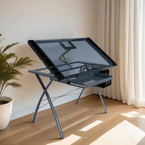 Muebles para el hogar Escritorio de dibujo de artista Mesa de dibujo de vidrio ajustable para adolescentes - Product Image 1
