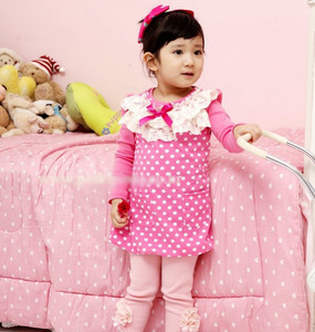 Wholesale Children Clothing Casual England Style Dot Long Sleeve Lace Dress for Kids Little Girls From China Manufacturer - Product Image 5