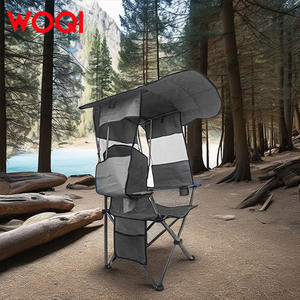 Silla de Playa Plegable Portátil Woqi con Toldo, Silla Reclinable para Acampar y Pescar al Aire Libre, Patas Cónicas, Material de Poliéster - Product Image 4