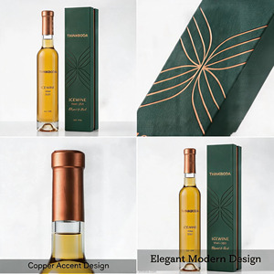 Botella de <span class=keywords><strong>Vino</strong></span> Helado de Lujo de 375 ml, Caja de Regalo Verde Bosque, Papel de Aluminio Dorado Rosa, Regalo de Navidad, Solución de Agencia de Diseño Integrado - Product Image 3