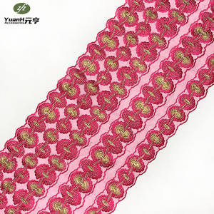 DIY Accessoire de Robe Africaine Broderie <span class=keywords><strong>DMC</strong></span> Fleur Organza Dentelle Garniture Couleur Polyester Tissu à Coudre - Product Image 4