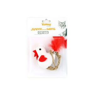Juguete de lona para gatos Tommy de 7,5 cm con plumas y cascabel - Product Image 2