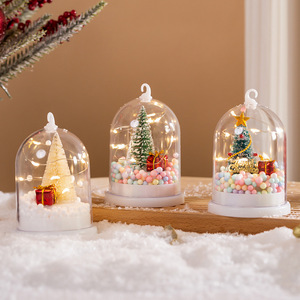 Christmas Decoration <b>LED</b> Mini Christmas <b>Tree</b> in Dome Transparent Cover with Colorful Foam Beads Hanging Ornament for Party Decor - Product Image 2