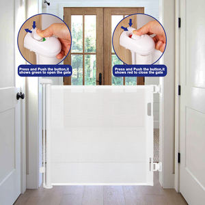 Barrière de sécurité pour bébé multi-niveaux <span class=keywords><strong>extensible</strong></span> à fixation par pression, barrière de porte pour tout-petits, filet en PVC robuste, barrière pour tout-petits, vente chaude en usine - Product Image 1