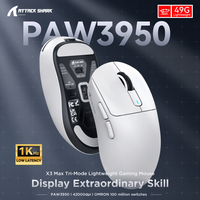 Attack Shark X3 26000dpi 650IPS Tri-Mode 49g Ringan PAW3950 Esports Mouse Gaming Nirkabel Isi Ulang untuk Komputer