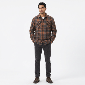Quality Mens Plaid Flannel Shirts Thick Jacket Quilted Lined Long Sleeve Winter Shirt Cotton <b>Coat</b> With Pockets - Product Image 1