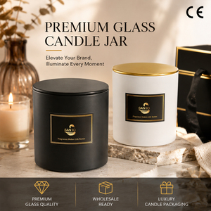 Lọ đựng nến thủy tinh mờ có nắp kim loại vàng San Neo 7x8.5cm 8x9cm 9x10cm Ba kích cỡ, có thể dán nhãn riêng - Product Image 4