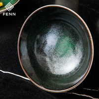 Bol à pied en céramique FENN, design haut de gamme, glaçure réactive, pour crème glacée, fruits, salades, service traiteur, décoratif, en porcelaine