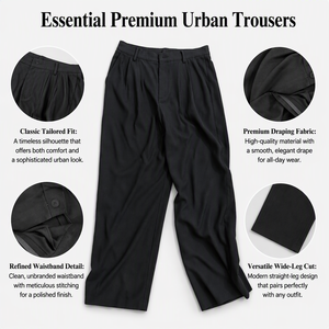 <span class=keywords><strong>Pantaloni</strong></span> da Completo <span class=keywords><strong>Neri</strong></span> da <span class=keywords><strong>Donna</strong></span> a Gamba Larga con Pieghe Frontali, Passanti per Cintura e Tasche Laterali per Ufficio - Product Image 4