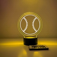 Lampe de table LED à illusion visuelle 3D en acrylique personnalisée, motif baseball, ornement de bureau et cadeau