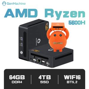 Mini <span class=keywords><strong>PC</strong></span> GenMachine Ryzen 5 5600H AMD Radeon RX Vaga 7, 6 cœurs, 12 threads, 1G LAN Wifi 6 BT 5.2 Win11, 3 écrans, 2HD, 2USB 3.0 - Product Image 1