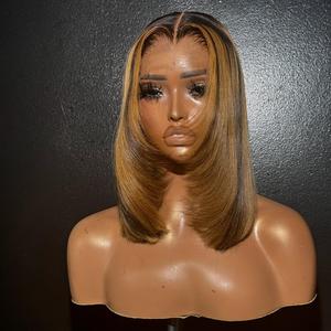 Evidenziazione arancione 13*6 HD 13*4 capelli umani frontali in pizzo pieno senza colla 9*6 <span class=keywords><strong>parrucca</strong></span> a Bob corta 99j osso dritto vietnamita Ombre marrone - Product Image 1