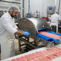 Machine à trancher la viande horizontale automatique pour la découpe de bœuf frais, de porc et de poulet