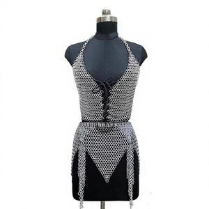 Silver Plated Metal <b>Chainmail</b> Armor Set Irregular Shape Fashion Welded Stainless Steel Costume - Product Image 2