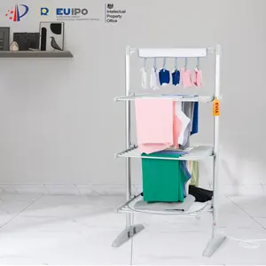 EVIA 3 Camada Fábrica Linhas de Roupa Varal Retrátil Escorredor Aquecido