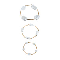 B4000 Ensemble de bracelets superposés pour femme, tendance, en perles d'imitation irrégulières CCB, sur fil élastique, en fer, Yiwu
