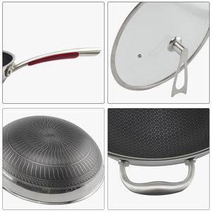 Poêle à frire double antiadhésive multi-tailles en nid d'abeille de 32 cm, acier inoxydable 304 de qualité alimentaire, poêle à frire 304, poêle à griller pour steak - Product Image 5