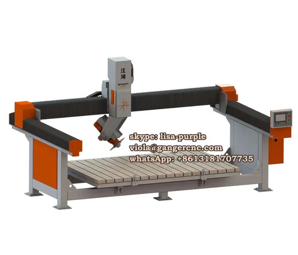 5 axes cnc vu temples granit machine de découpe au jet d'eau GQ-3220C polissage pont scie machine de marbre de granit