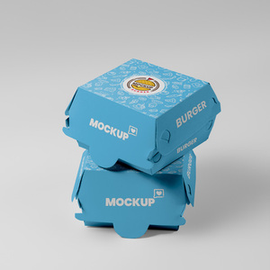 Maßgefertigte Umweltfreundliche Kraftpapier Starre Einweg-Burgerbox mit Prägung Lebensmittelechte Takeaway-Klappverpackung für Hamburger - Product Image 2