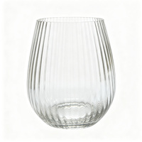 Verre à vin sans pied 418 ml, cannelé, sans plomb, avec logo personnalisé, vente en gros, directement de l'usine