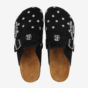 कस्टम यूनिसेक्स नरम गाय सूट चमड़े के एंटीलिप एकमात्र खच्चरों को समायोज्य बकसुआ क्लैस कॉर्क बर्केन चप्पल - Product Image 2