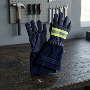 Guantes de Seguridad para Bomberos, Material de Cuero, Franja Reflectante, Resistentes a la Abrasión, Puño de Seguridad de 28 cm, Grosor de 7 oz, Sin Silicona - Product Image 2