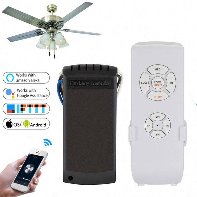 Tuya Wifi Smart Ceiling Fan Light Controller Kit Rf/App Remote Control for Ceiling Fan Compatible With Alexa and Google Home Ass