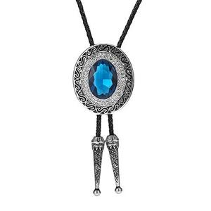 Bijoux rétro, bijoux de personnalité, créatif, réglable, cordon en corde, bolo tie, ovale, émeraude verte, jade, pendentif, bolo tie - Product Image 3