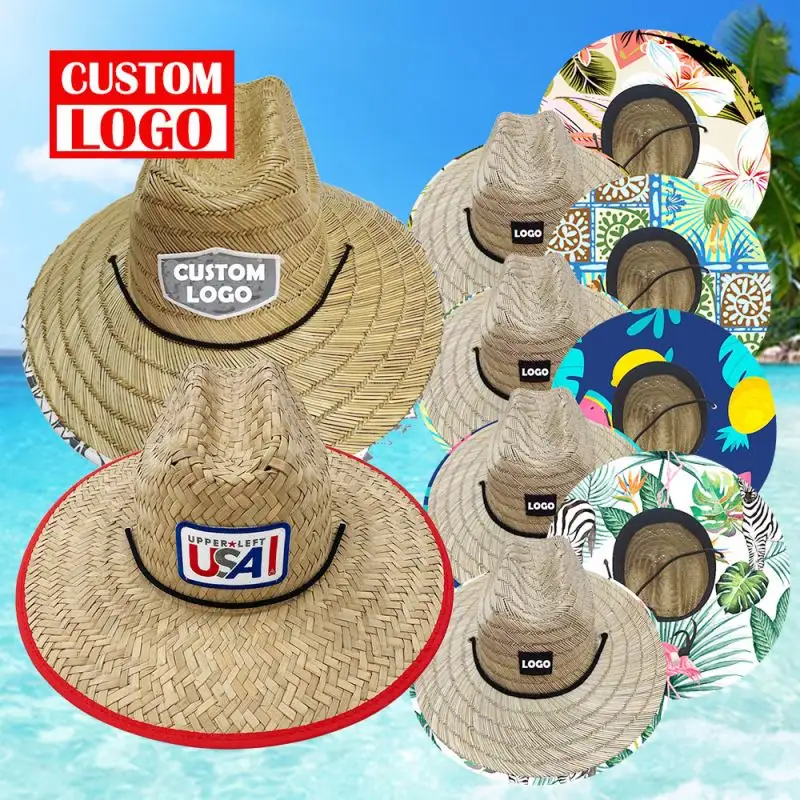 도매 주문 넓은 테두리 밀짚 근위대 모자 밀짚 바닷가 일요일 모자 도매 주문 리본 편평한 테두리 여름 도매