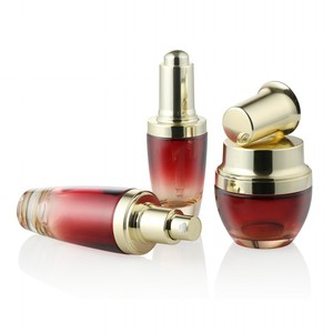 Or de luxe cosmétique emballage 30ml 50ml 100ml lotion sérum pompe gradient couleur bouteille en verre avec couvercle en or gros - Product Image 6