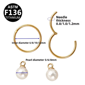 Boucles d'oreilles circulaires en alliage <span class=keywords><strong>de</strong></span> titane ASTM-F136 Getta, style <span class=keywords><strong>perle</strong></span>, pour femme, bijoux <span class=keywords><strong>de</strong></span> piercing doux et cool, pour cartilage d'oreille, mariage - Product Image 3