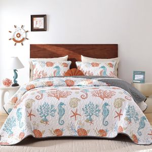 Set Copriletto Moderno per Letto Matrimoniale, Colore Naturale, con Imbottitura in Poliestere, Set Trapuntato Stampato, Set Lenzuola Misura Full, Biancheria da Letto - Product Image 5
