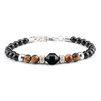 Pulsera de cuentas de piedra natural de nuevo diseño, cierre de acero inoxidable, pulseras de diseño personalizado, joyería para hombres