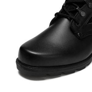 Bottes de combat tactiques en cuir fendu avec semelle en caoutchouc noir et tige Oxford - Product Image 6